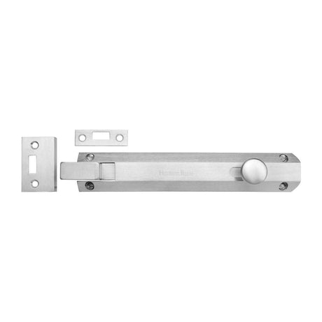 Heritage Brass Accessories Satin Chrome / Cranked Surface Bolts / 200mm / 8" Heritage Brass - Door Bolt Necked Flat 8" Satin Chrome Finish