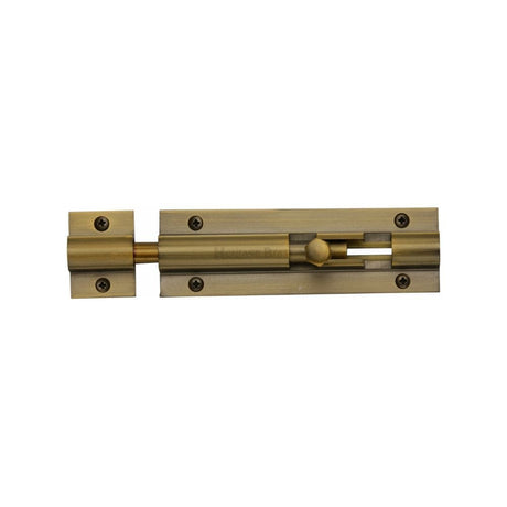 Heritage Brass Accessories Antique Brass / Straight Surface Bolts / 100mm / 4" Heritage Brass - Door Bolt Straight 4" x 1.25" Antique Brass Finish