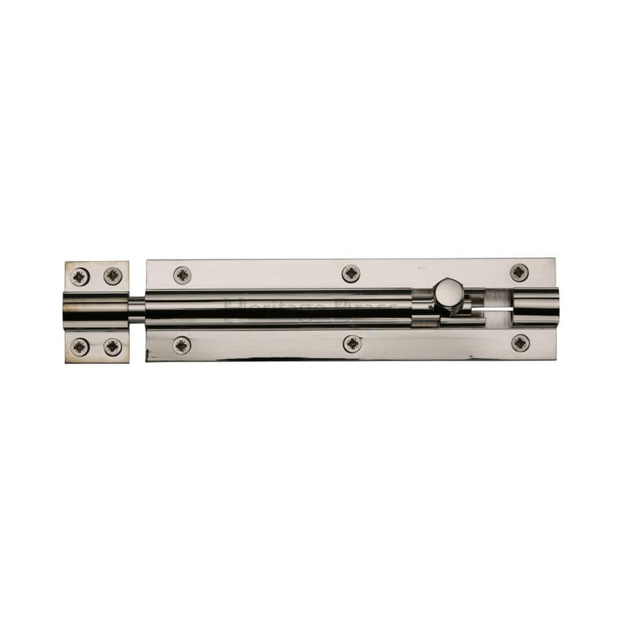Normal Fastners Coating Straight Barrel Bolt 6 x 1.5 Inch Polished Nickel | Heritage Brass