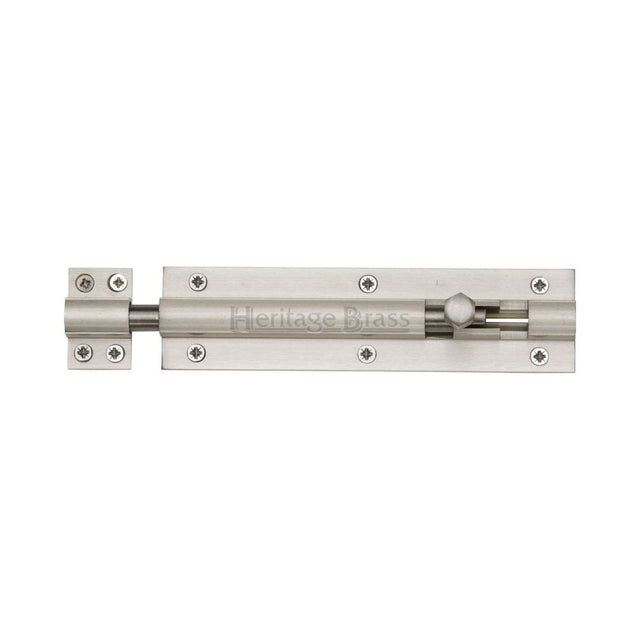 Heritage Brass Accessories Satin Nickel / Straight Surface Bolts / 150mm / 6" Heritage Brass - Door Bolt Straight 6" x 1.5" Satin Nickel Finish