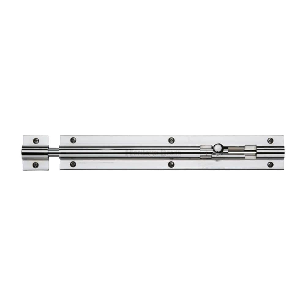 Heritage Brass Accessories Polished Chrome / Straight Surface Bolts / 200mm / 8" Heritage Brass - Door Bolt Straight 8" x 1.25" Polished Chrome Finish