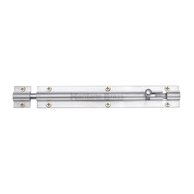 Heritage Brass Accessories Satin Chrome / Straight Surface Bolts / 200mm / 8" Heritage Brass - Door Bolt Straight 8" x 1.25" Satin Chrome Finish