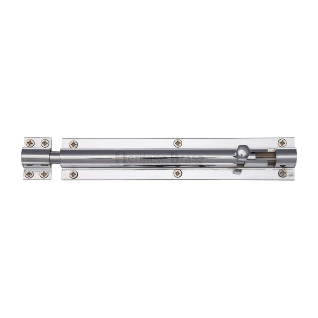 Heritage Brass Accessories Polished Chrome / Straight Surface Bolts / 200mm / 8" Heritage Brass - Door Bolt Straight 8" x 1.5" Polished Chrome Finish