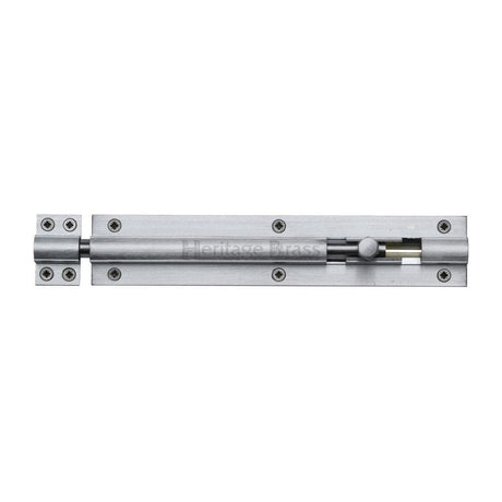 Heritage Brass Accessories Satin Chrome / Straight Surface Bolts / 200mm / 8" Heritage Brass - Door Bolt Straight 8" x 1.5" Satin Chrome Finish