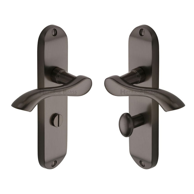 Heritage Brass Door Furniture Matt Bronze / Bathroom Lock Handles Heritage Brass - Door Handle for Bathroom Algarve Design Matt Bronze Finish