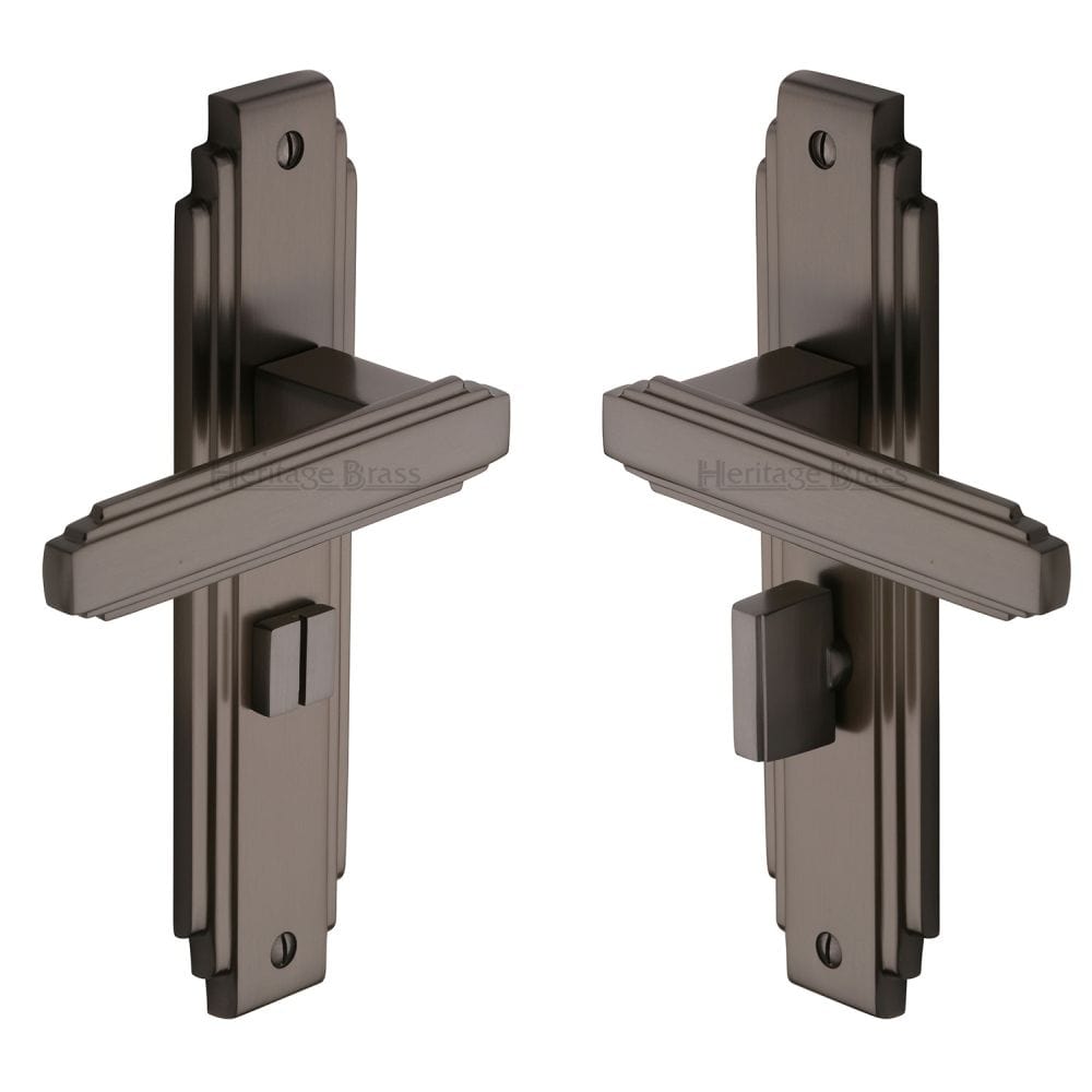 Heritage Brass Door Furniture Matt Bronze / Bathroom Lock Handles Heritage Brass - Door Handle for Bathroom Astoria Design Matt Bronze Finish