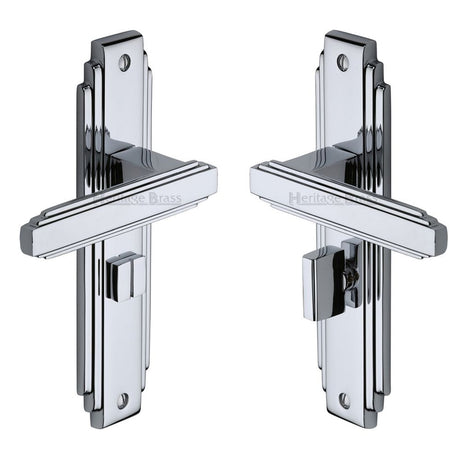 Heritage Brass Door Furniture Polished Chrome / Bathroom Lock Handles Heritage Brass - Door Handle for Bathroom Astoria Design Polished Chrome Finish