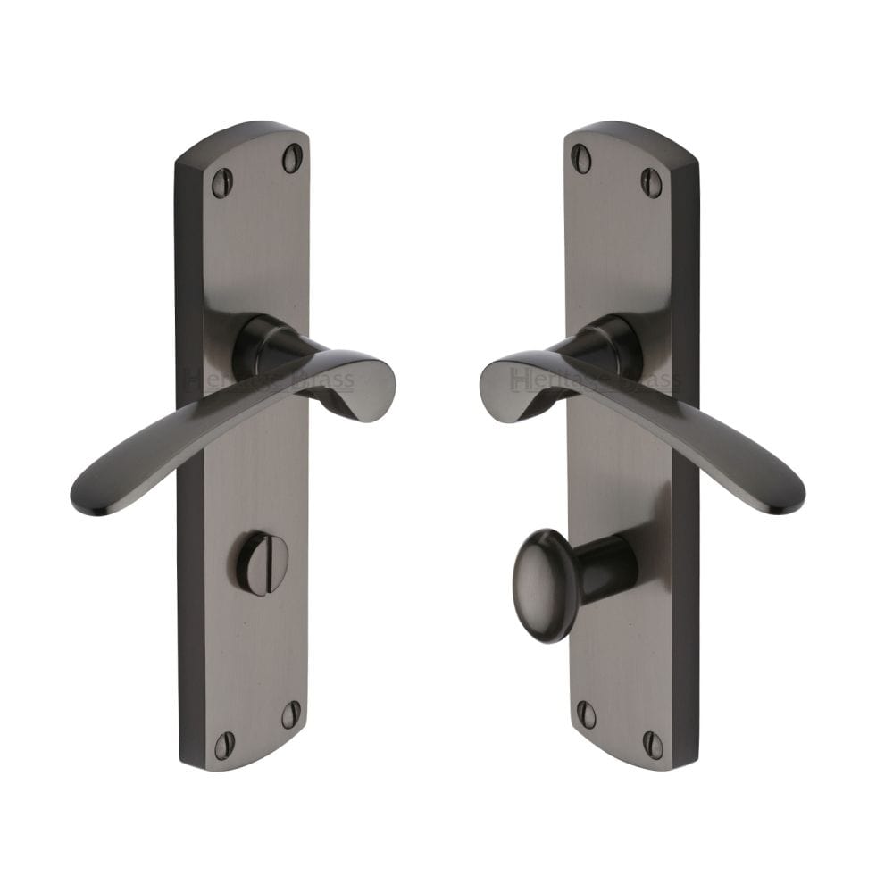 Heritage Brass Door Furniture Matt Bronze / Bathroom Lock Handles Heritage Brass - Door Handle for Bathroom Diplomat Design Matt Bronze Finish