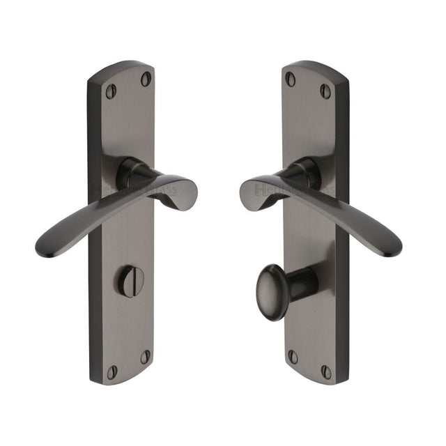 Heritage Brass Door Furniture Matt Bronze / Bathroom Lock Handles Heritage Brass - Door Handle for Bathroom Diplomat Design Matt Bronze Finish