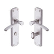 Heritage Brass Door Furniture Satin Nickel / Bathroom Lock Handles Heritage Brass - Door Handle for Bathroom Diplomat Design Satin Nickel Finish