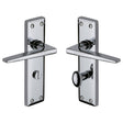 Heritage Brass Door Furniture Polished Chrome / Bathroom Lock Handles Heritage Brass - Door Handle for Bathroom Kendal Design Polished Chrome Finish