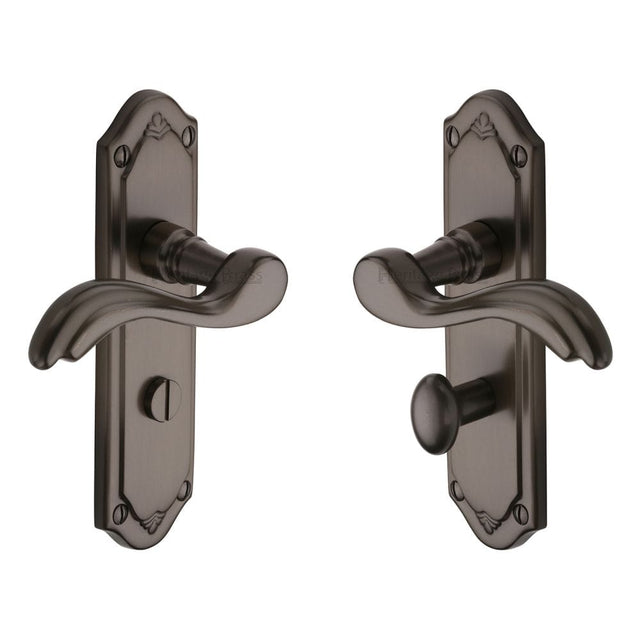 Heritage Brass Door Furniture Matt Bronze / Bathroom Lock Handles Heritage Brass - Door Handle for Bathroom Lisboa Design Matt Bronze Finish