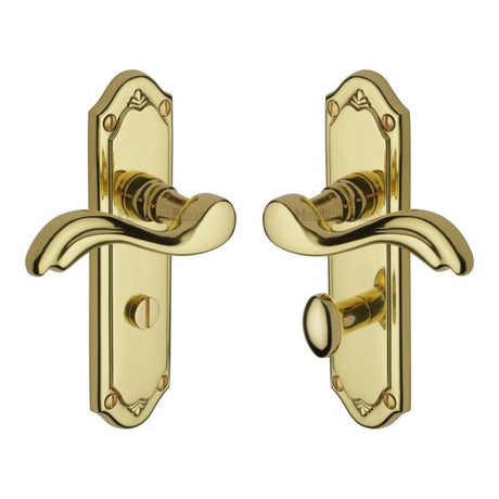 Heritage Brass Door Furniture Polished Brass / Bathroom Lock Handles Heritage Brass - Door Handle for Bathroom Lisboa Design Polished Brass Finish