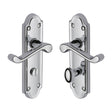 Heritage Brass Door Furniture Polished Chrome / Bathroom Lock Handles Heritage Brass - Door Handle for Bathroom Meridian Design Polished Chrome Finish