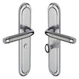 Heritage Brass Door Furniture Apollo Dual Finish,Satin Chrome/Polished Chrome / Bathroom Lock Handles Heritage Brass - Door Handle for Bathroom Saturn Long Design Apollo Finish