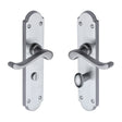 Heritage Brass Door Furniture Satin Chrome / Bathroom Lock Handles Heritage Brass - Door Handle for Bathroom Savoy Long Design Satin Chrome Finish