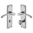 Heritage Brass Door Furniture Polished Chrome / Bathroom Lock Handles Heritage Brass - Door Handle for Bathroom Sophia Design Polished Chrome Finish