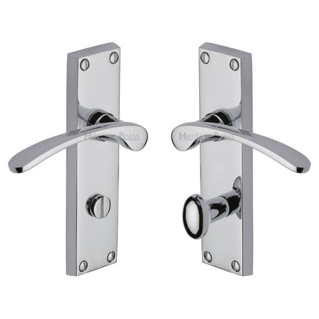 Heritage Brass Door Furniture Polished Chrome / Bathroom Lock Handles Heritage Brass - Door Handle for Bathroom Sophia Design Polished Chrome Finish