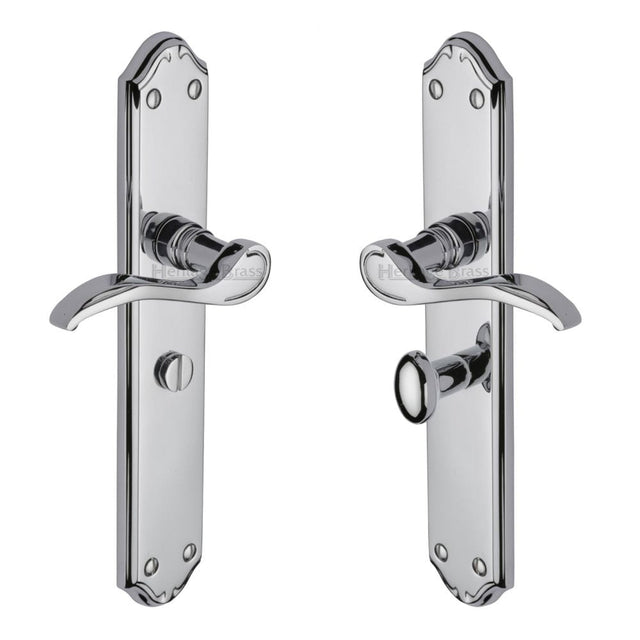 Heritage Brass Door Furniture Polished Chrome / Bathroom Lock Handles Heritage Brass - Door Handle for Bathroom Verona Design Polished Chrome Finish