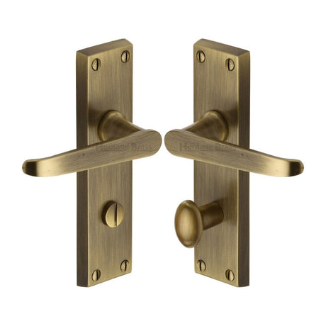 Heritage Brass Door Furniture Antique Brass / Bathroom Lock Handles Heritage Brass - Door Handle for Bathroom Victoria Design Antique Brass Finish