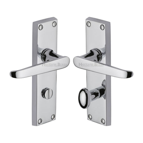 Heritage Brass Door Furniture Polished Chrome / Bathroom Lock Handles Heritage Brass - Door Handle for Bathroom Victoria Design Polished Chrome Finish