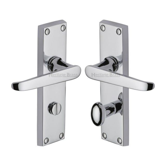 Heritage Brass Door Furniture Polished Chrome / Bathroom Lock Handles Heritage Brass - Door Handle for Bathroom Victoria Design Polished Chrome Finish