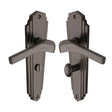 Heritage Brass Door Furniture Matt Bronze / Bathroom Lock Handles Heritage Brass - Door Handle for Bathroom Waldorf Design Matt Bronze Finish