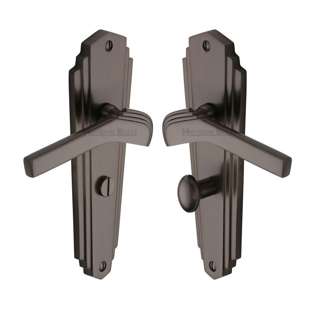 Heritage Brass Door Furniture Matt Bronze / Bathroom Lock Handles Heritage Brass - Door Handle for Bathroom Waldorf Design Matt Bronze Finish
