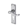 Heritage Brass Door Furniture Polished Chrome / Euro Profile Lock Handles Heritage Brass - Door Handle for Euro Profile Plate Bedford Design Polished Chrome F