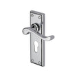 Heritage Brass Door Furniture Polished Chrome / Euro Profile Lock Handles Heritage Brass - Door Handle for Euro Profile Plate Edwardian Design Polished Chrome