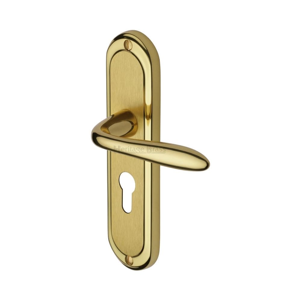 Heritage Brass Door Furniture Mayfair Split Finish / Euro Profile Lock Handles Heritage Brass - Door Handle for Euro Profile Plate Henley Design Mayfair Finish