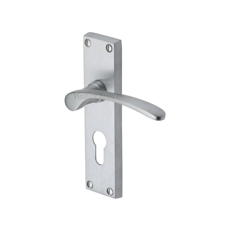 Heritage Brass Door Furniture Satin Chrome / Euro Profile Lock Handles Heritage Brass - Door Handle for Euro Profile Plate Sophia Design Satin Chrome Fi