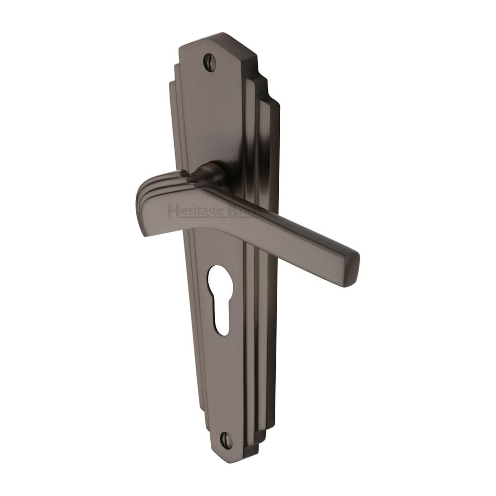 Heritage Brass Door Furniture Matt Bronze / Euro Profile Lock Handles Heritage Brass - Door Handle for Euro Profile Plate Waldorf Design Matt Bronze F