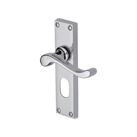 Heritage Brass Door Furniture Polished Chrome / Oval Profile Lock Handles Heritage Brass - Door Handle for Oval Profile Plate Bedford Design Polished Chrome F