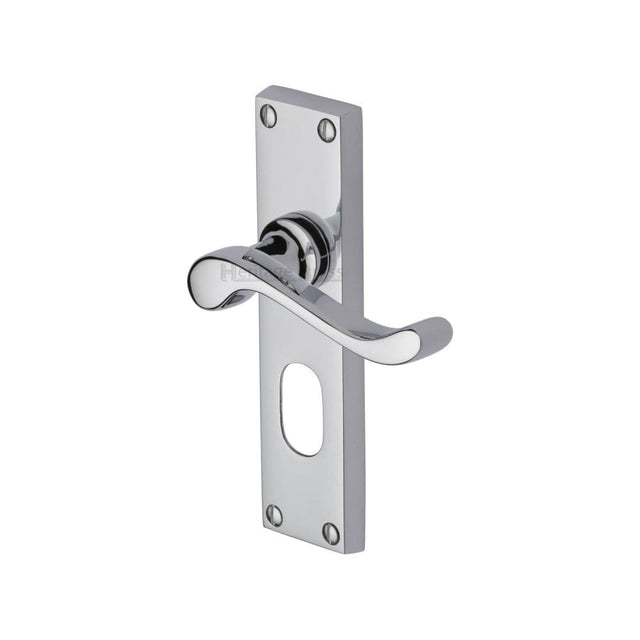 Heritage Brass Door Furniture Polished Chrome / Oval Profile Lock Handles Heritage Brass - Door Handle for Oval Profile Plate Bedford Design Polished Chrome F