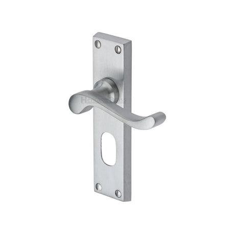 Heritage Brass Door Furniture Satin Chrome / Oval Profile Lock Handles Heritage Brass - Door Handle for Oval Profile Plate Bedford Design Satin Chrome F