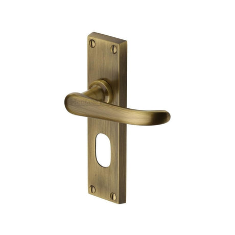 Heritage Brass Door Furniture Antique Brass / Oval Profile Lock Handles Heritage Brass - Door Handle for Oval Profile Plate Windsor Design Antique Brass Fi