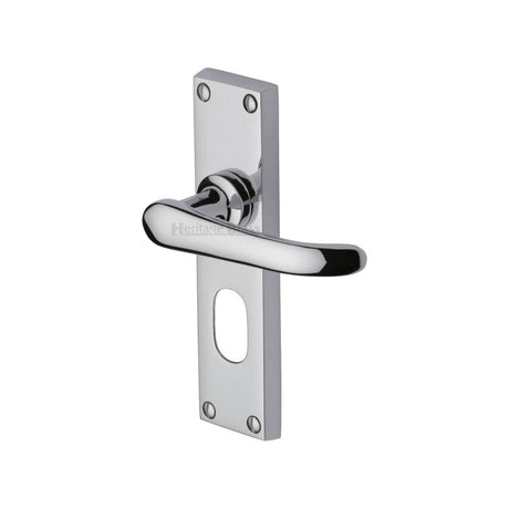 Heritage Brass Door Furniture Polished Chrome / Oval Profile Lock Handles Heritage Brass - Door Handle for Oval Profile Plate Windsor Design Polished Chrome F
