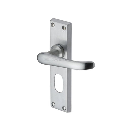 Heritage Brass Door Furniture Satin Chrome / Oval Profile Lock Handles Heritage Brass - Door Handle for Oval Profile Plate Windsor Design Satin Chrome F