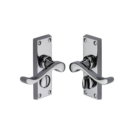 Heritage Brass Door Furniture Polished Chrome / Privacy Handles Heritage Brass - Door Handle for Privacy Set Bedford Short Design Polished Chrome Fi