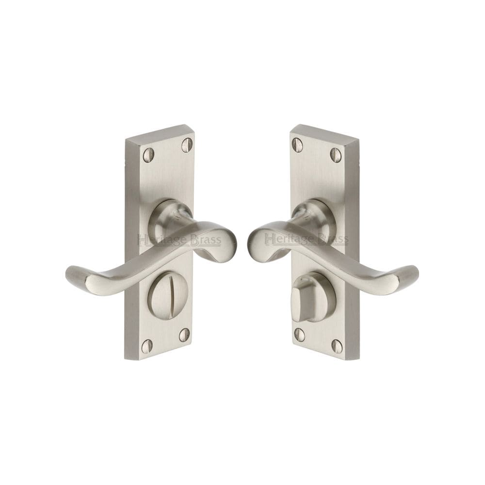 Heritage Brass Door Furniture Satin Nickel / Privacy Handles Heritage Brass - Door Handle for Privacy Set Bedford Short Design Satin Nickel Fi