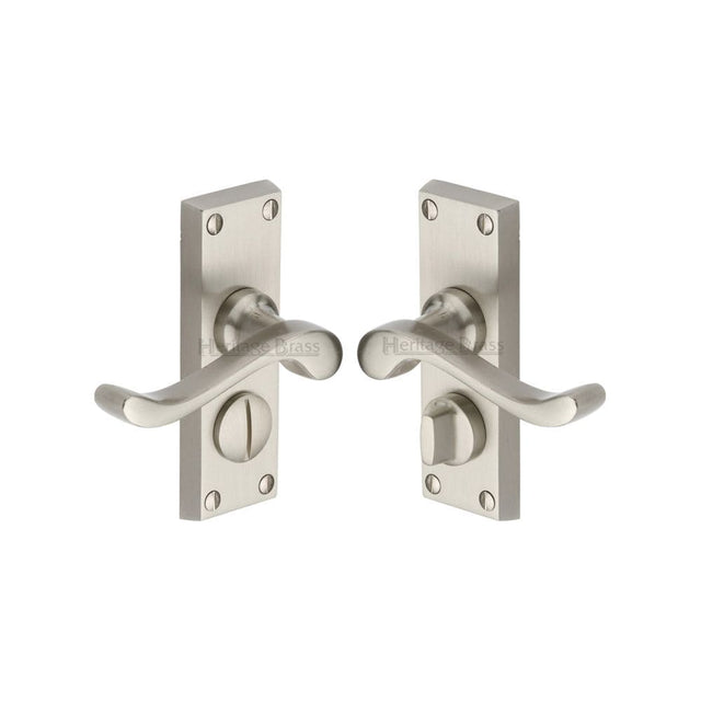 Heritage Brass Door Furniture Satin Nickel / Privacy Handles Heritage Brass - Door Handle for Privacy Set Bedford Short Design Satin Nickel Fi