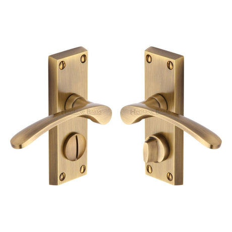 Heritage Brass Door Furniture Antique Brass / Privacy Handles Heritage Brass - Door Handle for Privacy Set Sophia Short Design Antique Brass Fini