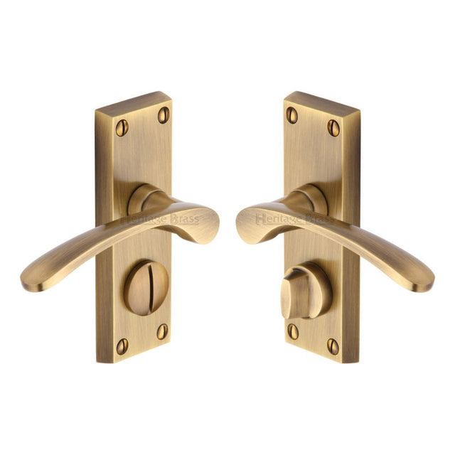 Heritage Brass Door Furniture Antique Brass / Privacy Handles Heritage Brass - Door Handle for Privacy Set Sophia Short Design Antique Brass Fini