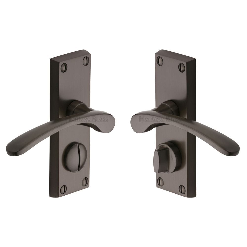Heritage Brass Door Furniture Matt Bronze / Privacy Handles Heritage Brass - Door Handle for Privacy Set Sophia Short Design Matt Bronze Fin