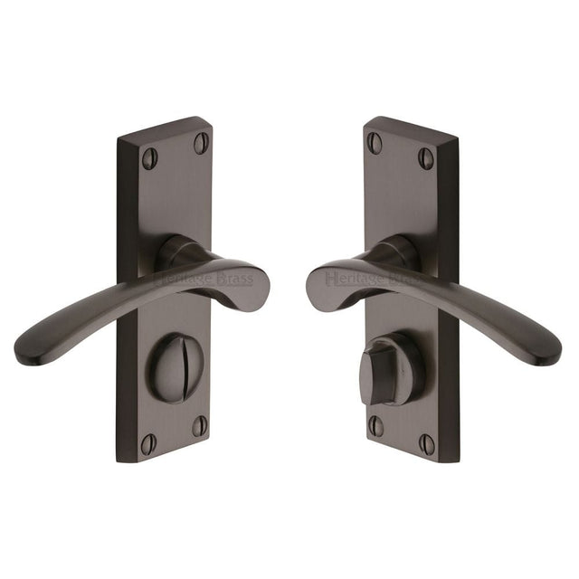 Heritage Brass Door Furniture Matt Bronze / Privacy Handles Heritage Brass - Door Handle for Privacy Set Sophia Short Design Matt Bronze Fin