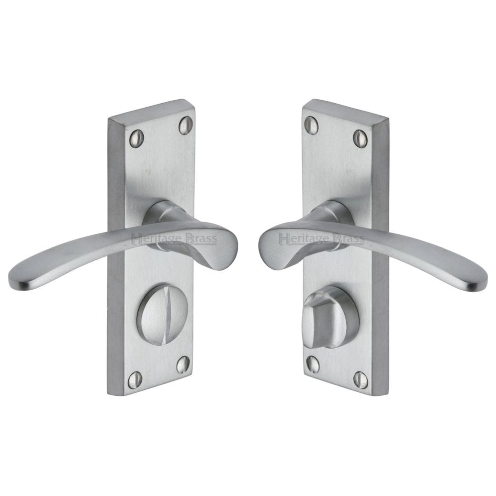 Heritage Brass Door Furniture Satin Chrome / Privacy Handles Heritage Brass - Door Handle for Privacy Set Sophia Short Design Satin Chrome Fin