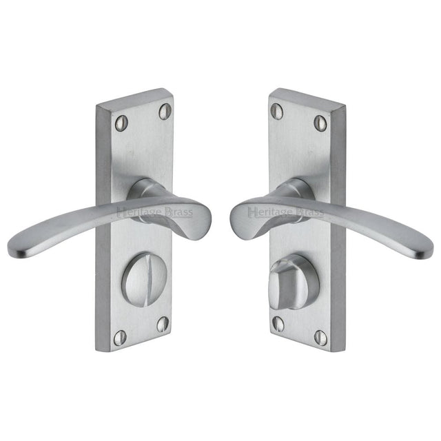 Heritage Brass Door Furniture Satin Chrome / Privacy Handles Heritage Brass - Door Handle for Privacy Set Sophia Short Design Satin Chrome Fin