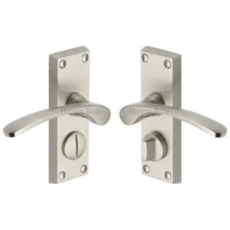 Heritage Brass Door Furniture Satin Nickel / Privacy Handles Heritage Brass - Door Handle for Privacy Set Sophia Short Design Satin Nickel Fin