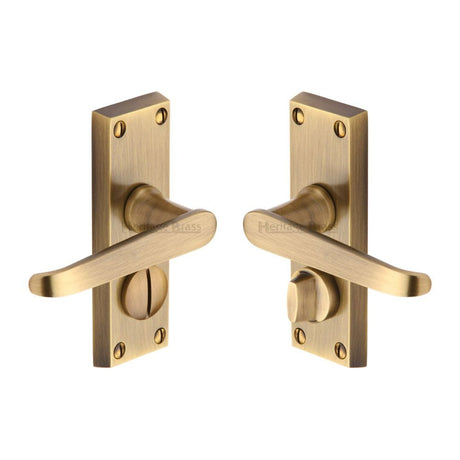 Heritage Brass Door Furniture Antique Brass / Privacy Handles Heritage Brass - Door Handle for Privacy Set Victoria Short Design Antique Brass Fi